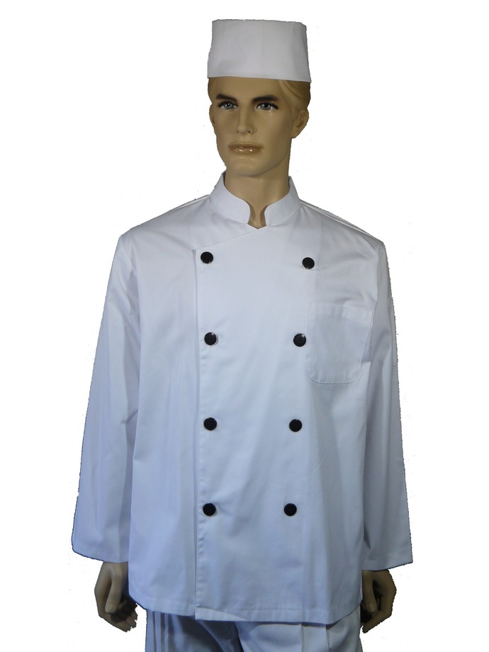 A109中山雙排黑扣長袖廚師服