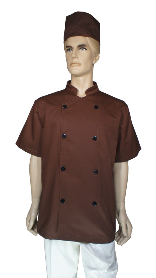 A136咖啡中山領雙排扣短袖廚師服