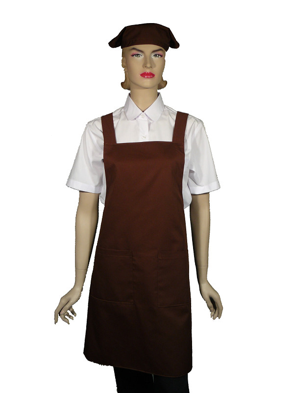 A604-7咖啡色日式全身圍裙(H帶)