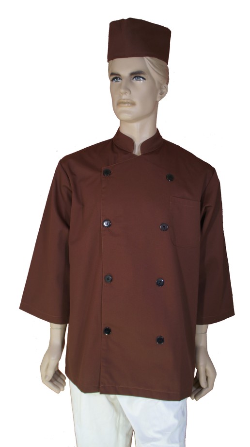 A137咖啡中山雙排扣七分袖廚師服