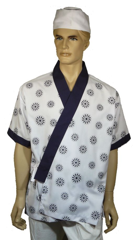 A271日本服白底藍日本菊