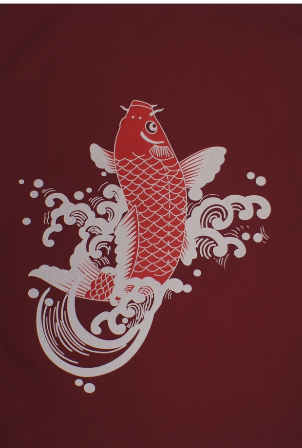 A335-5鯉魚暗紅底雙色海鮮暗紅單片門簾