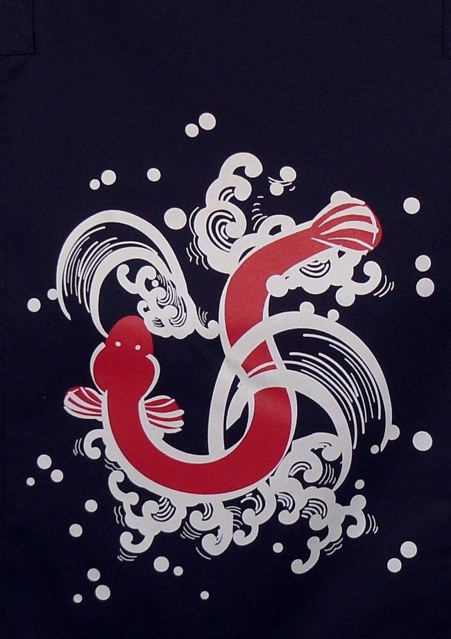 A334-6鰻魚藍底雙色海鮮單片門簾