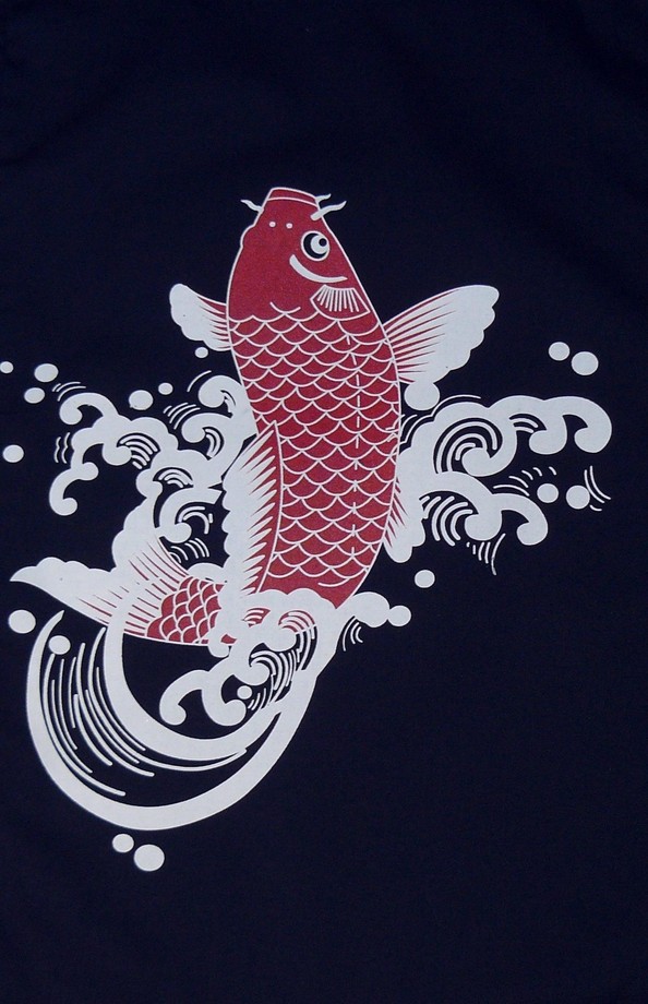 A334-5鯉魚藍底雙色海鮮單片門簾