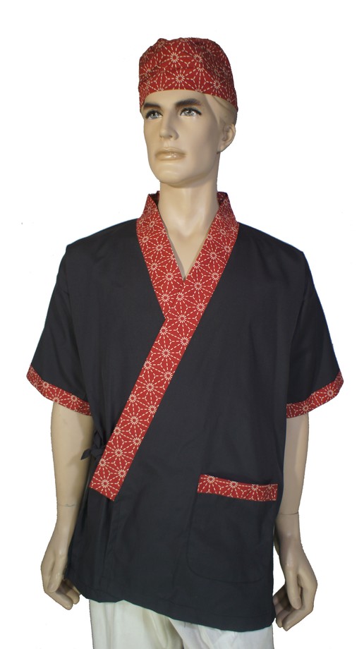 A294黑配暗紅煙火日式和服