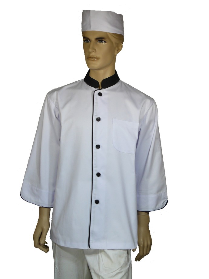 A153中山單排黑領滾單黑邊七分袖