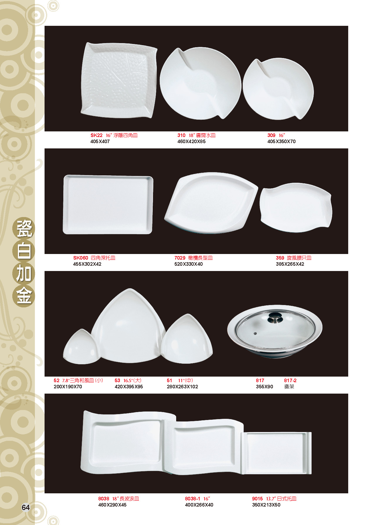 HH-瓷白加金美耐皿碗盤