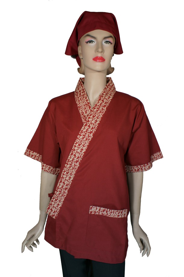 A269日本服暗紅配紅日字門襟