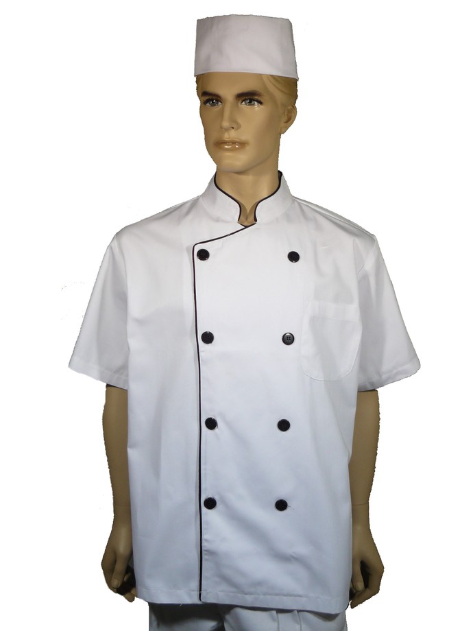 A111中山領雙排扣滾單黑邊短袖