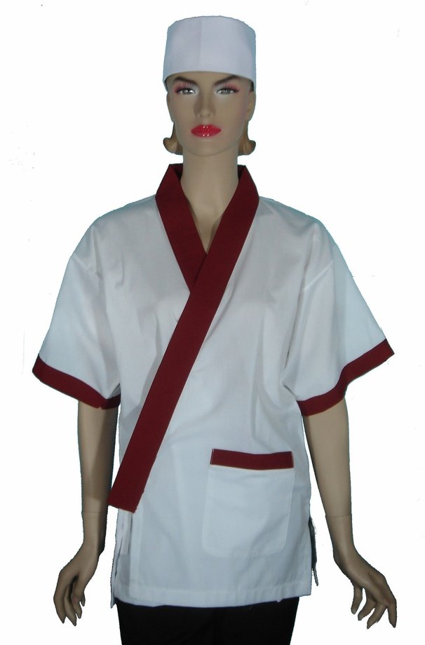 A202白配暗紅門襟日式和服