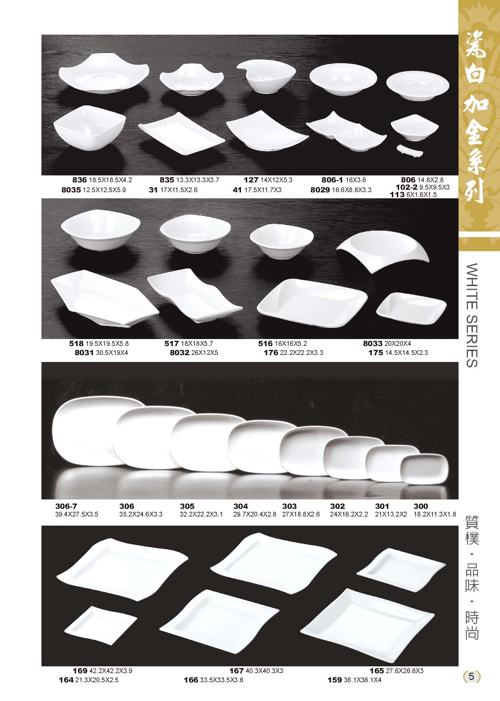 利泰瓷白加金美耐皿碗盤