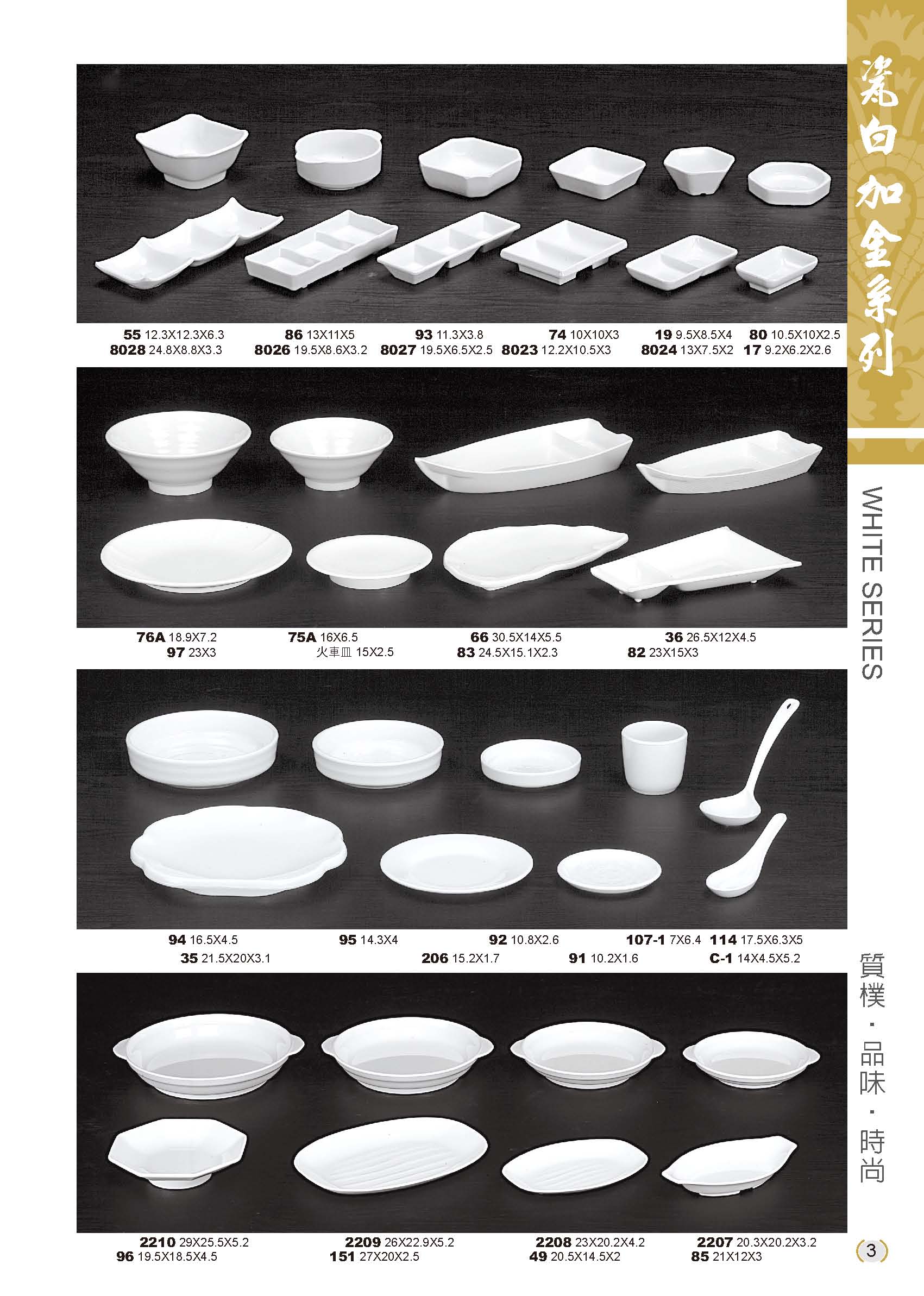 利泰瓷白加金美耐皿碗盤