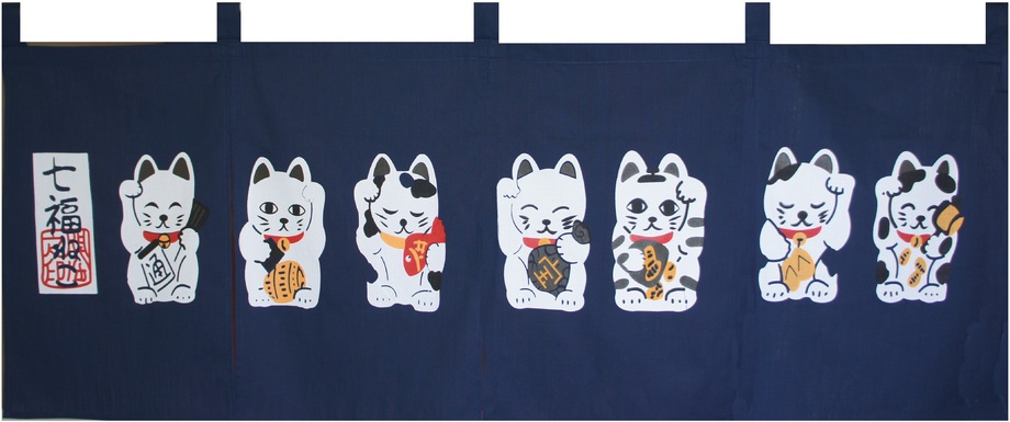 A374-1小七小福招財貓門簾