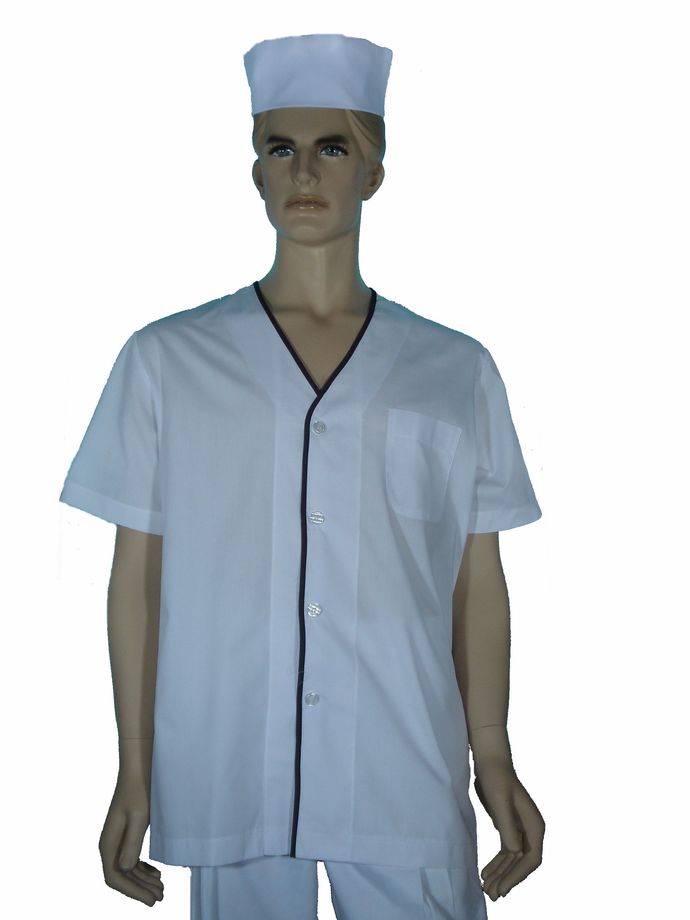 A206日本服單扣藍邊短袖