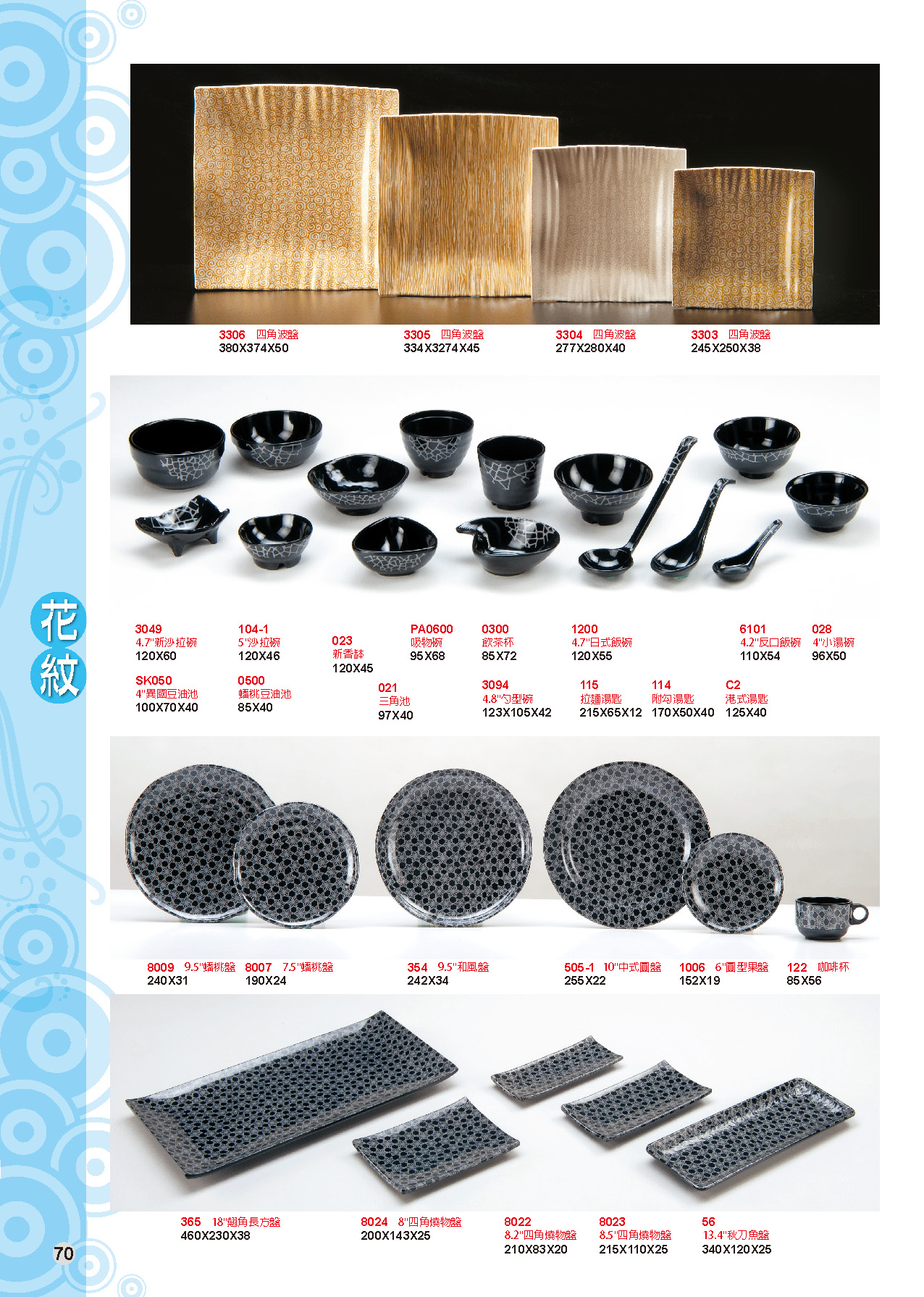 HH-花紋美耐皿碗盤