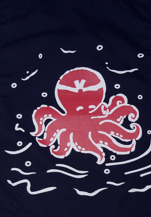 A334-3章魚藍底雙色海鮮單片門簾