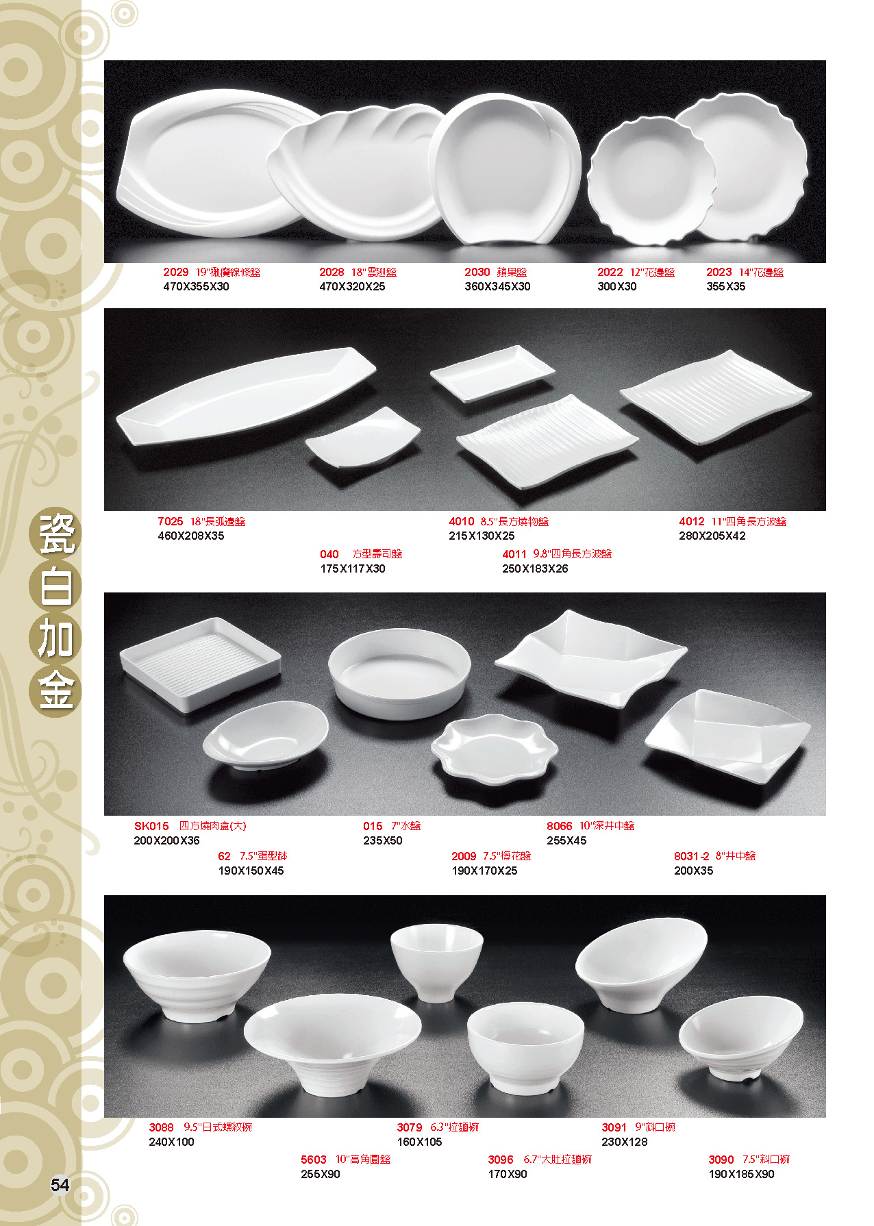 HH-瓷白加金美耐皿碗盤