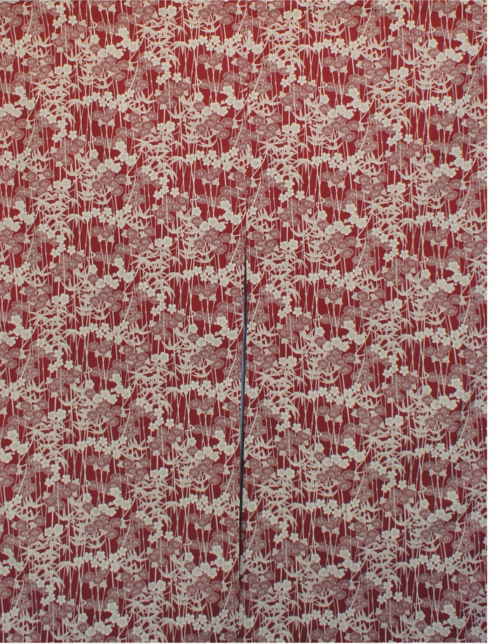A347-2暗紅梅竹菊門簾