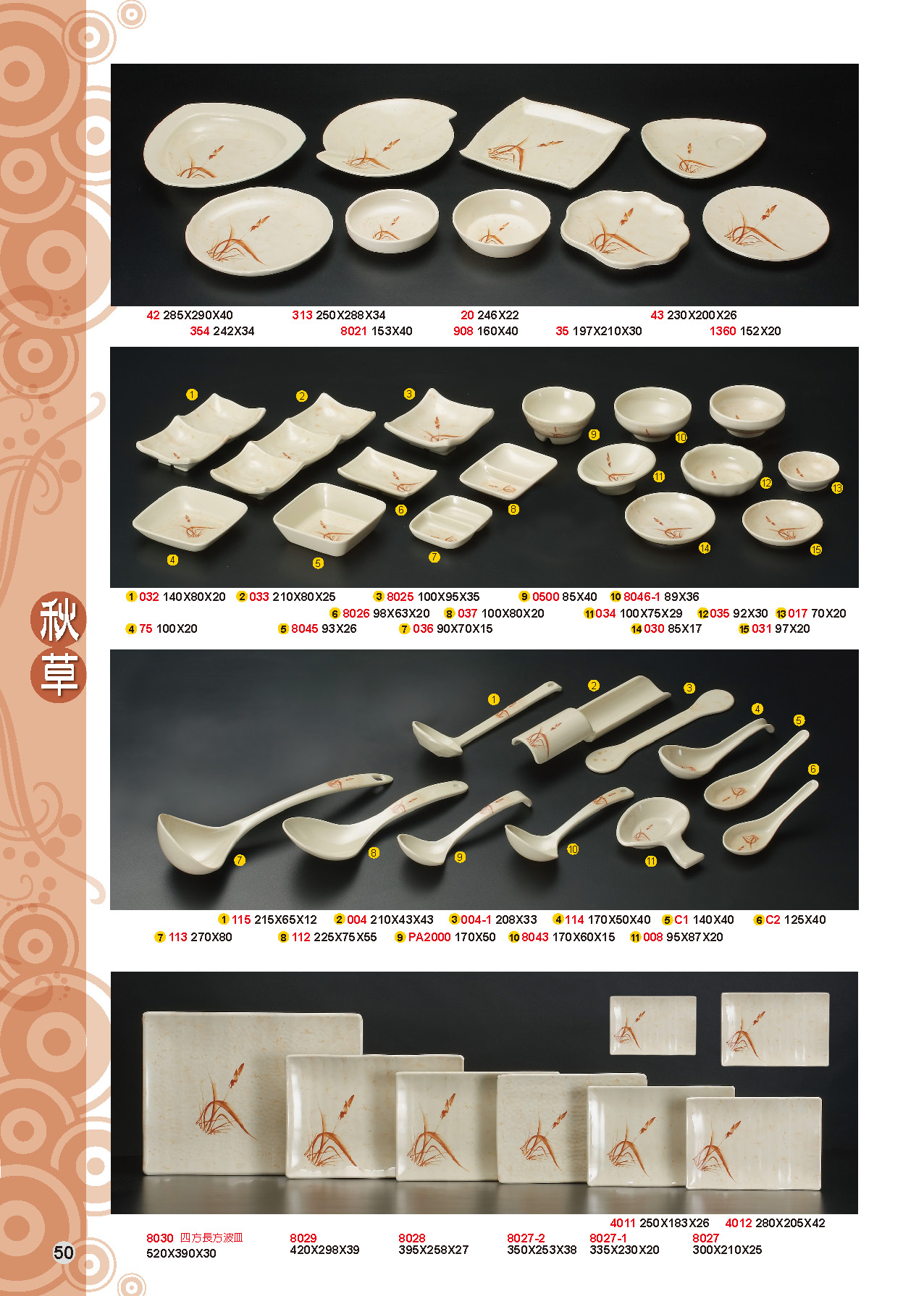 HH-秋草美耐皿碗盤