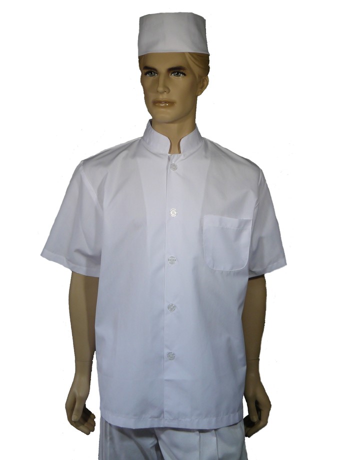 A002薄料中山領單排扣短袖廚師服