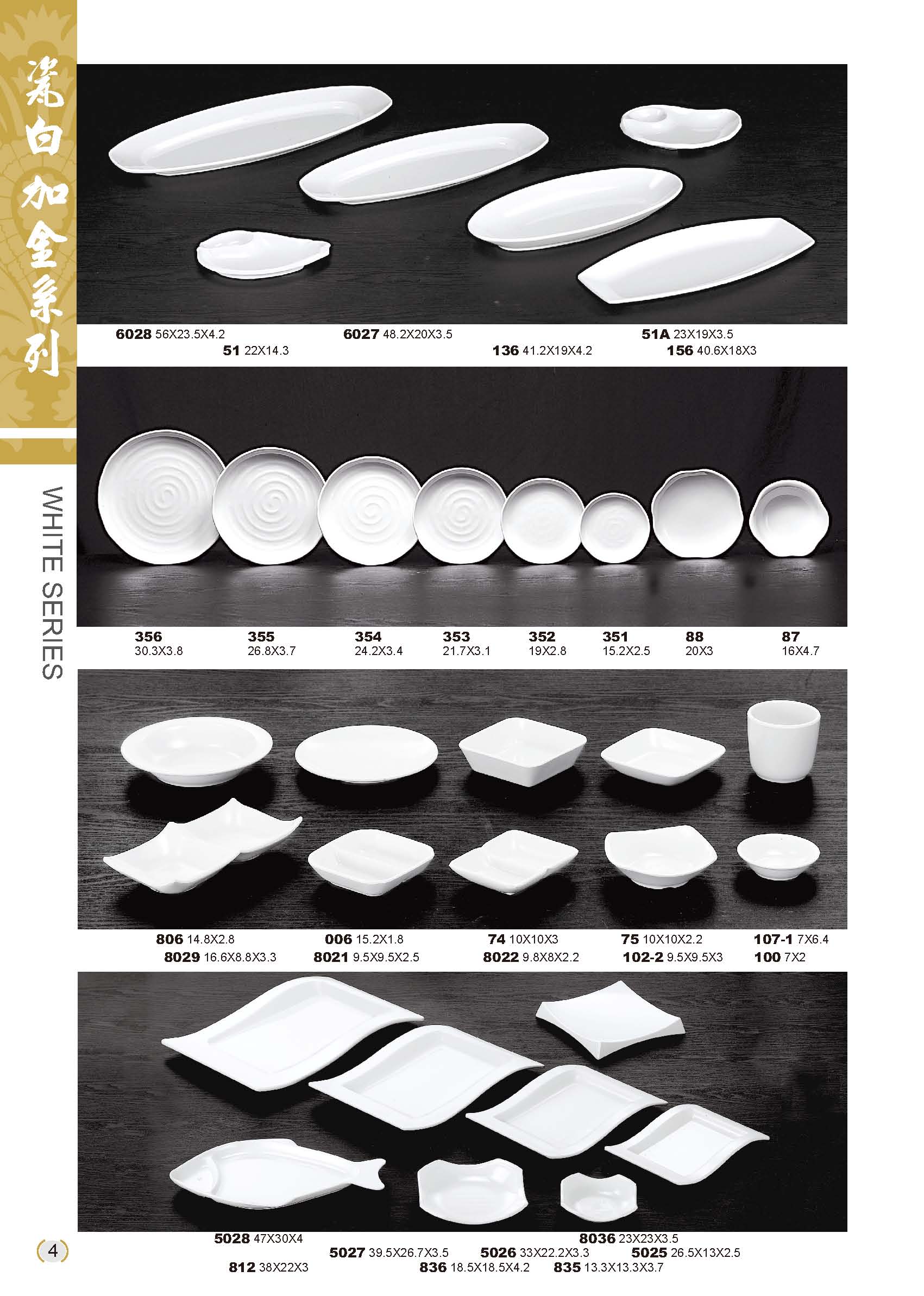 利泰瓷白加金美耐皿碗盤