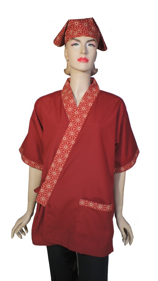 A296暗紅配暗紅煙火日式和服