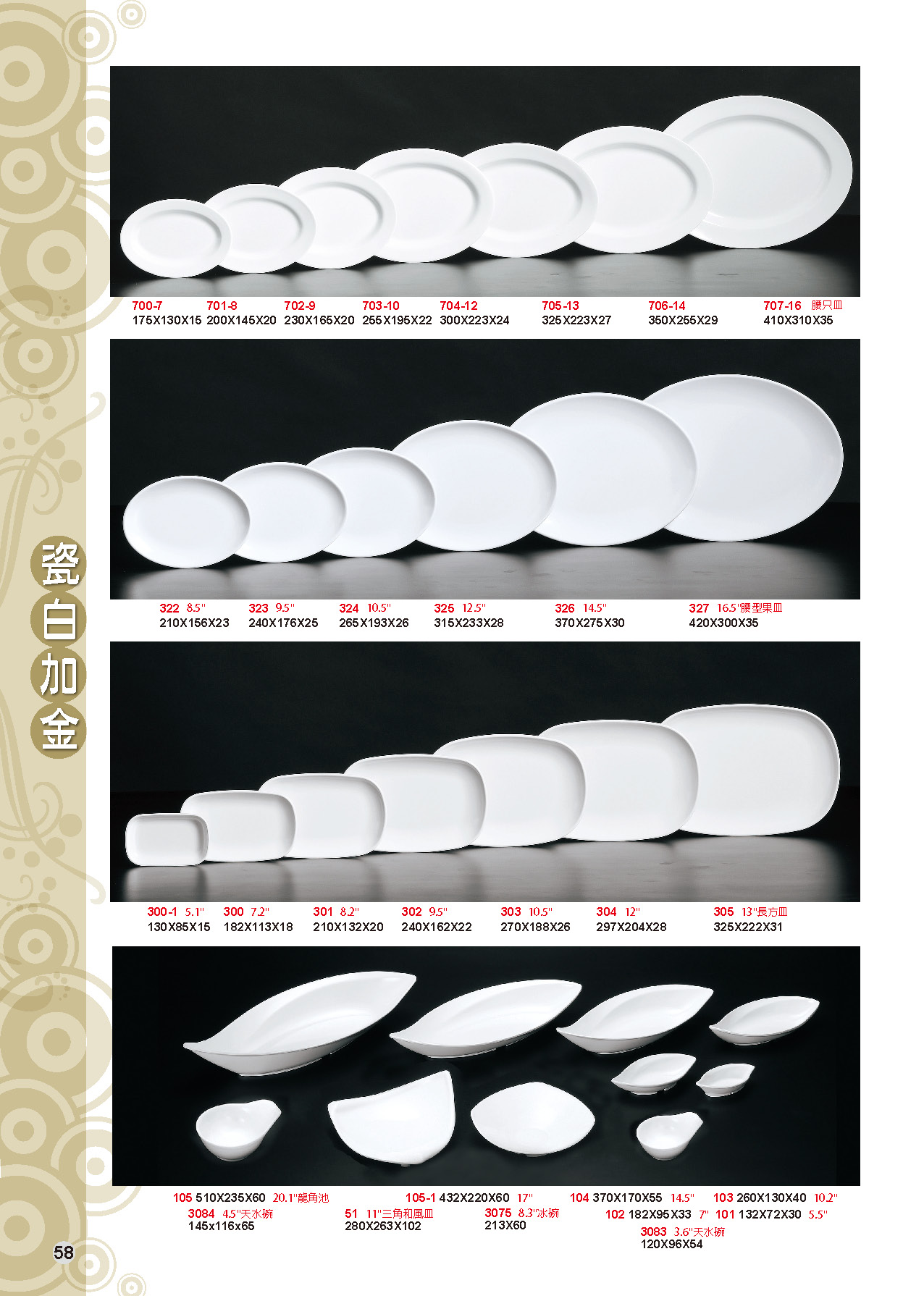 HH-瓷白加金美耐皿碗盤