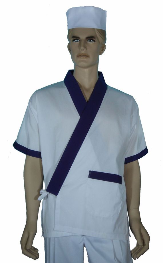 A201白配藍門襟日式和服