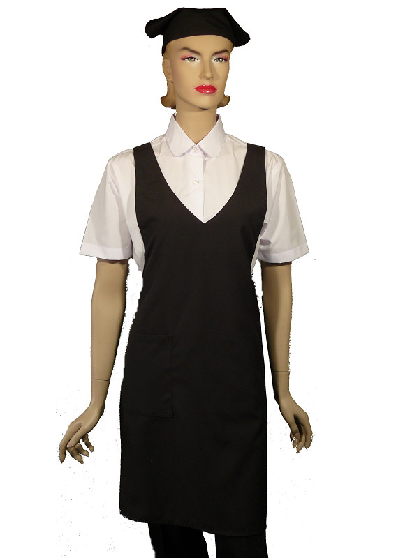 A625-2黑V領單袋圍裙