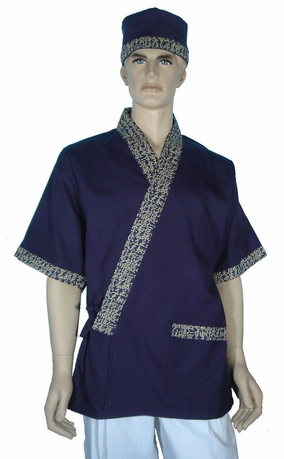 A252藍配日字門襟日式和服