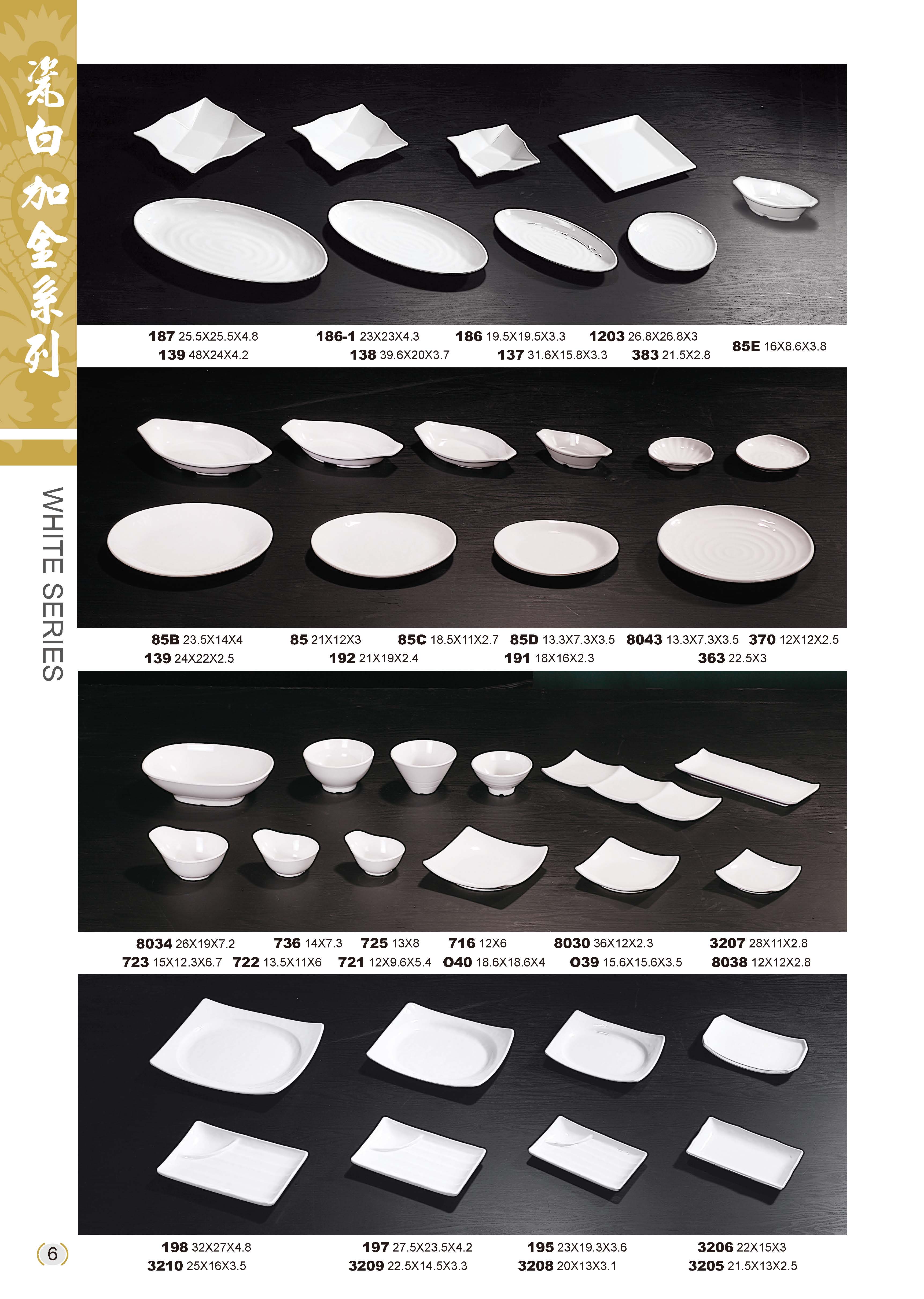 利泰瓷白加金美耐皿碗盤
