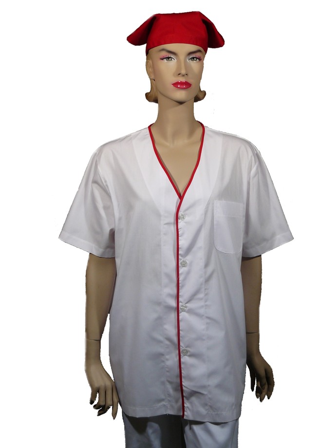 A207日本服單扣紅邊短袖