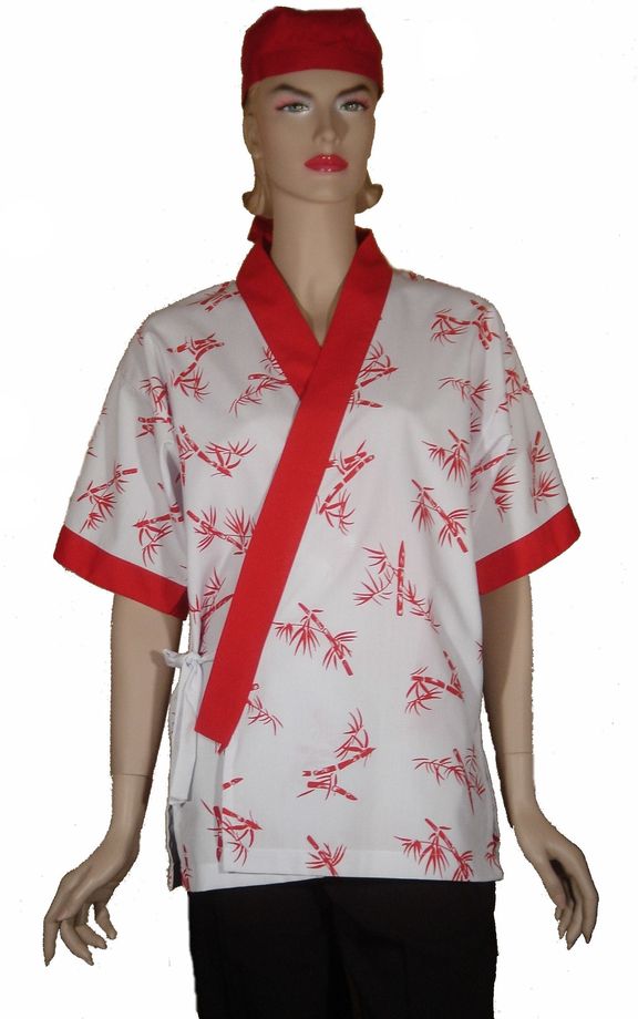 A250竹花配紅門襟日式和服