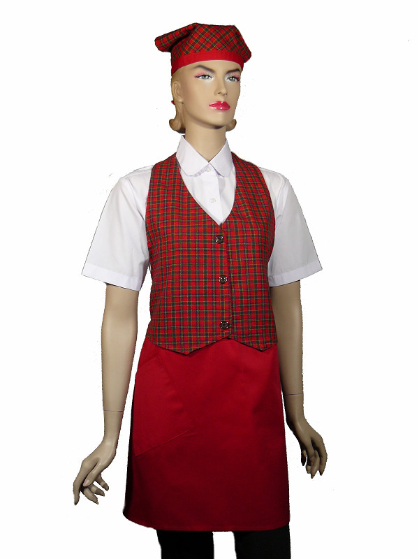 A618-1紅格子背心布圍裙