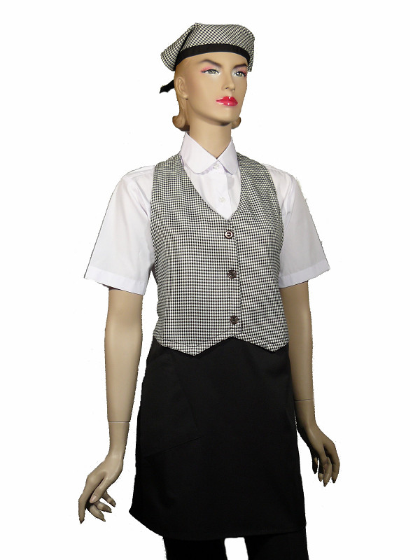 A618黑格子背心布圍裙