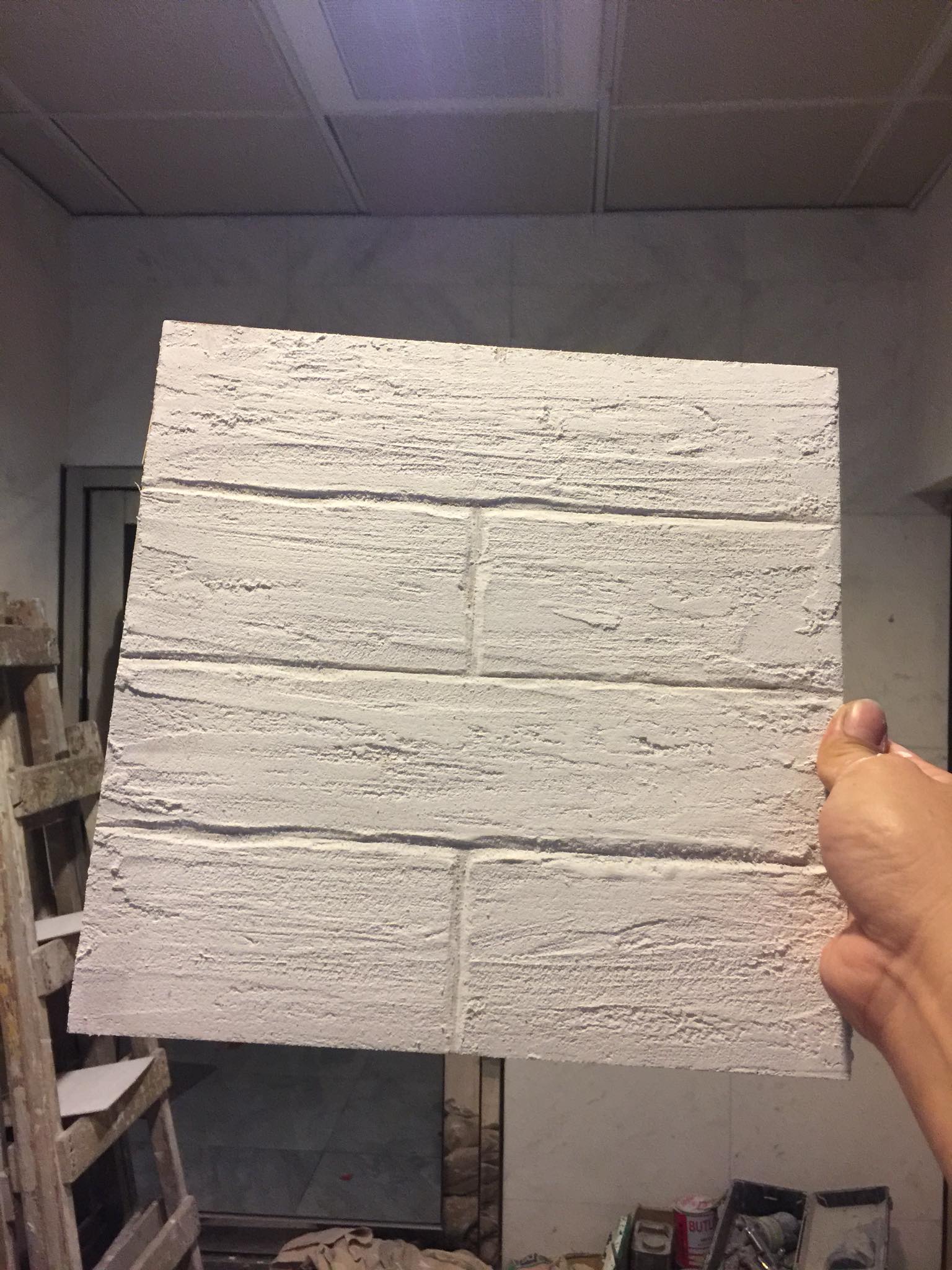 浪岩漆仿文化石樣版試做，未上色。