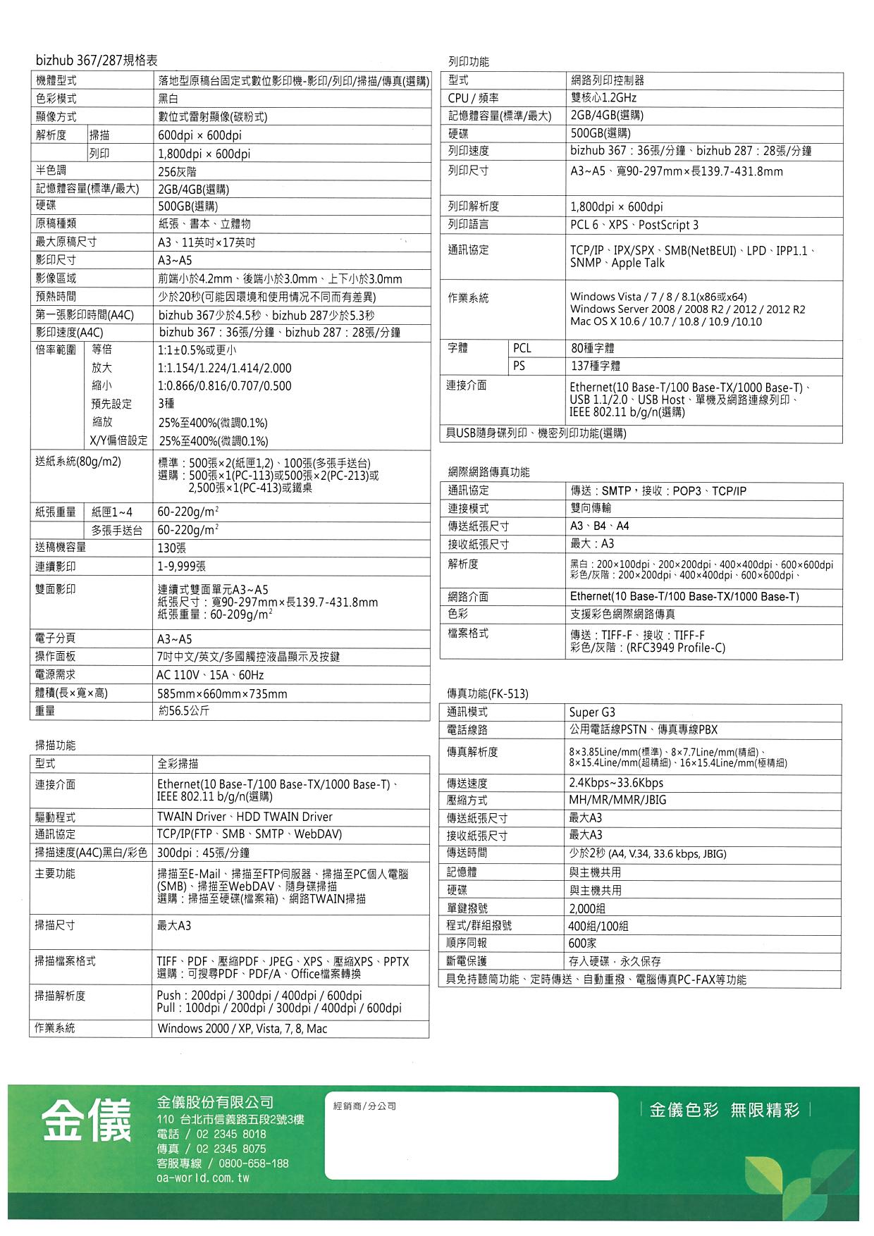 KONICA_MINOTA_BIZHUB367規格