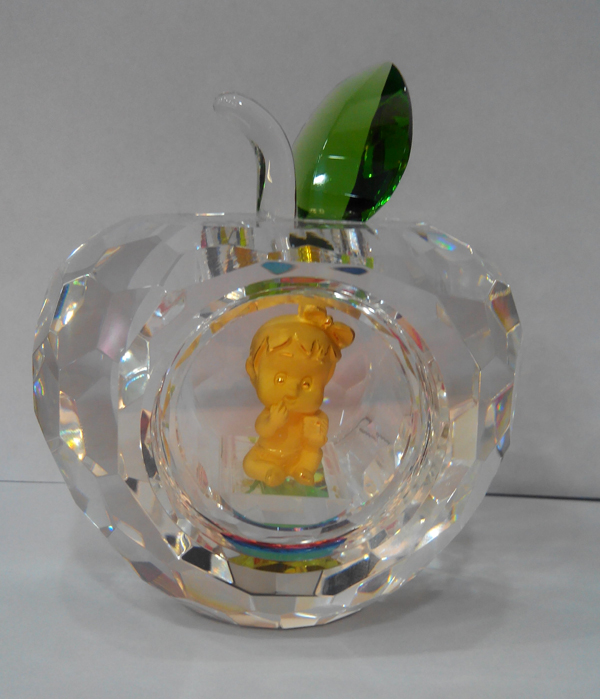 蝴蝶結寶寶蘋果水晶黃金擺飾