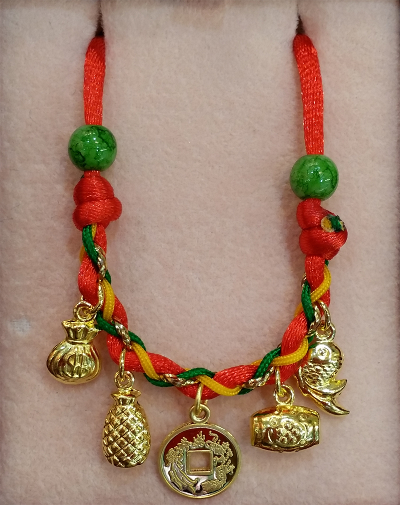 紅線五彩黃金手鍊