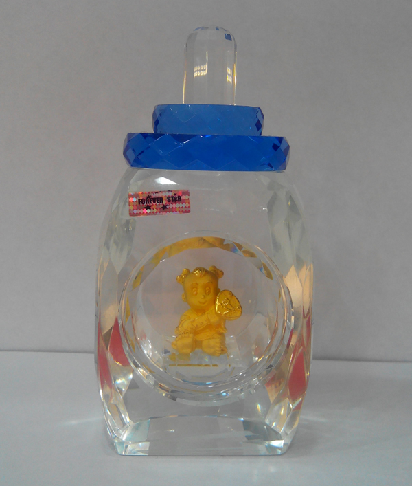 招財寶寶奶瓶水晶黃金擺飾