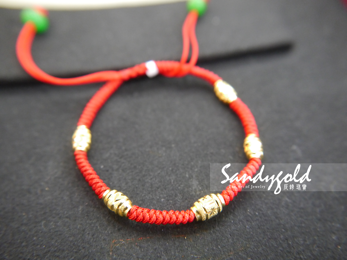 黃金紅線金珠手鍊