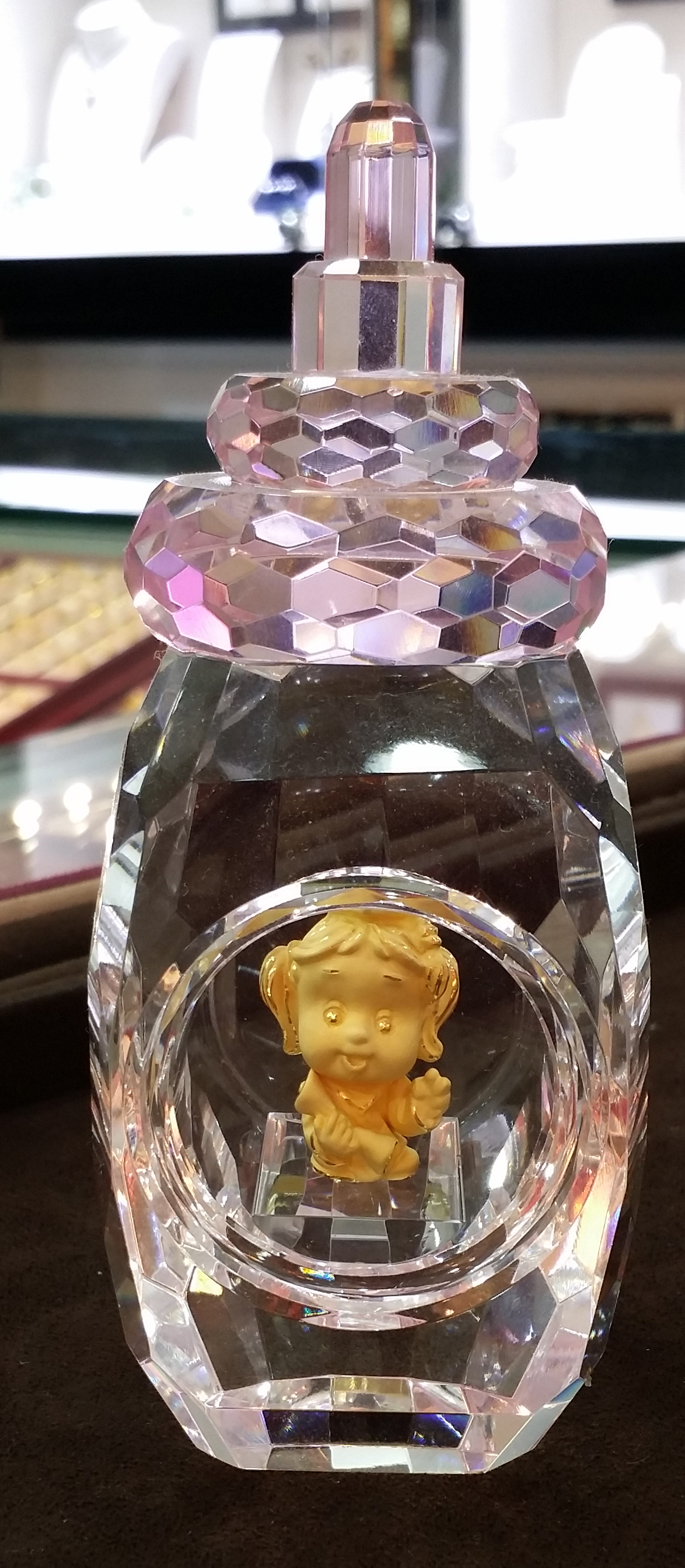 女博士奶瓶水晶黃金擺飾