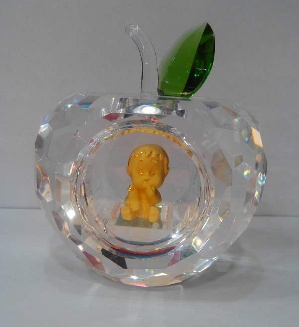 奶瓶寶寶蘋果水晶黃金擺飾