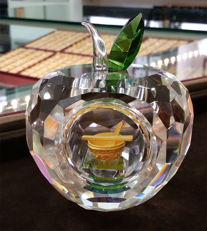 金碗筷蘋果水晶黃金擺飾