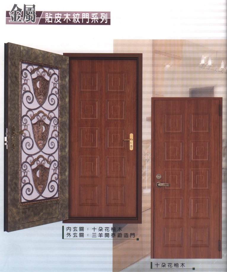 金屬-貼皮木紋門4系列