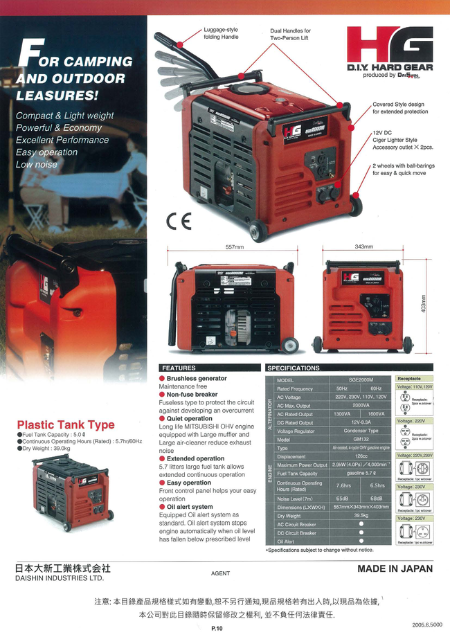 日本DAISHIN發電機