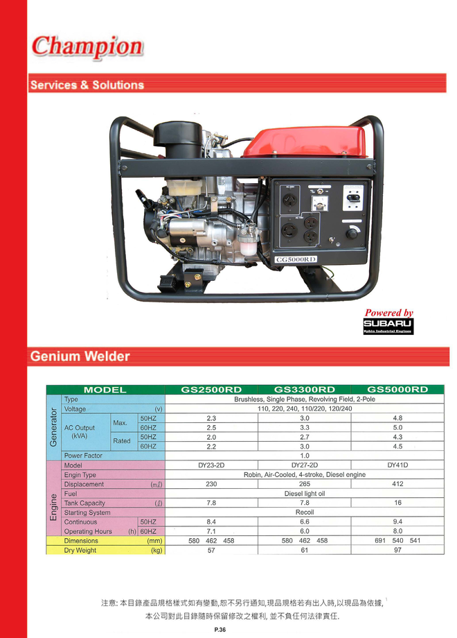 日制香檳柴油發電機