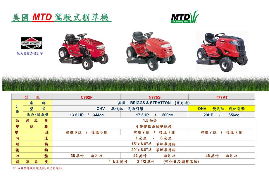 駕駛式割草機系列