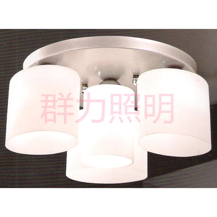 鐵質烤霧銀橢圓白玉玻璃白玉圓直玻半吸頂燈