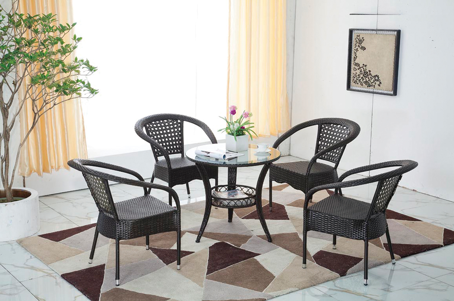 鋼藤休閒圓桌椅819-1